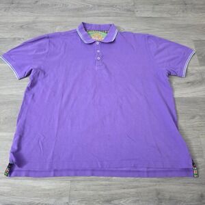 Robert Graham Polo Shirt Colorful Trim‎ Short Sleeve Casual Purple 2XL